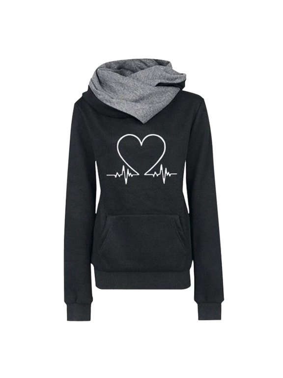 Women'S Hoodie Casual Slim Fit Hoodie Printed Love Plus Fleece Pullover Hoodie Womens Fall Essentials Fashion Clothing