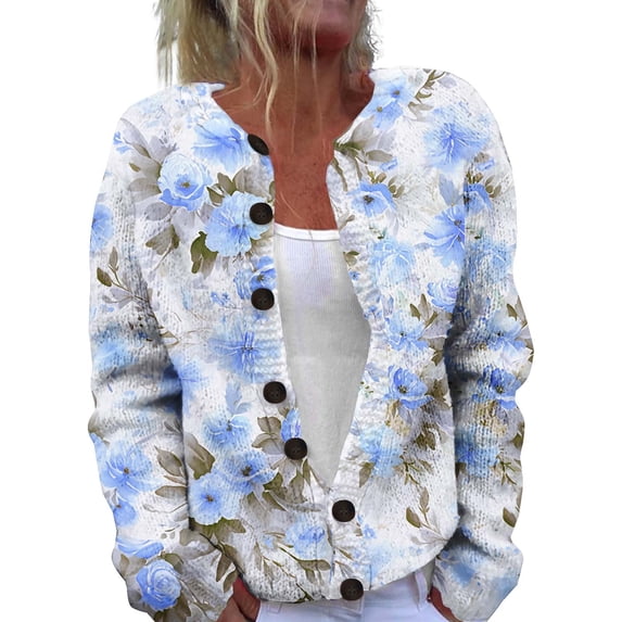 Kaondbfi Women's Cardigan, Autumn and Winter Knitted Button Cardigan Casual Coat Top Winter Clothing for Women