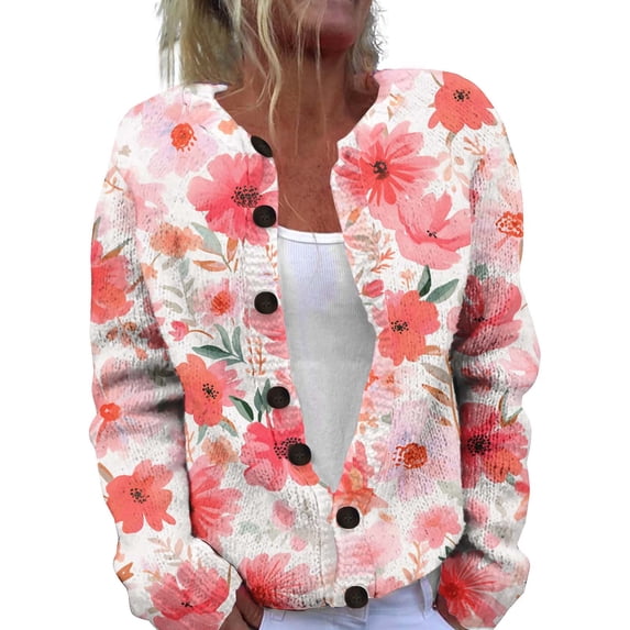 Kaondbfi Women's Cardigan, Autumn and Winter Knitted Button Cardigan Casual Coat Top Winter Clothing for Women