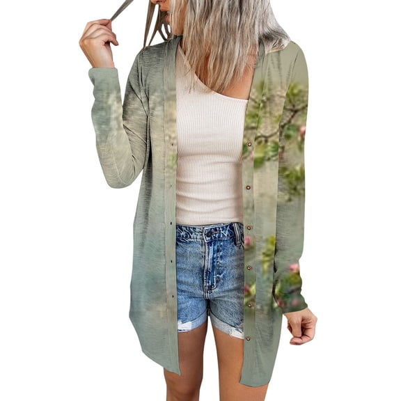 Kaondbfi Women's Cardigan, Cardigan European and American Solid Color Mid Length Coarse Sweater Sweater Women Winter Clothing for Women