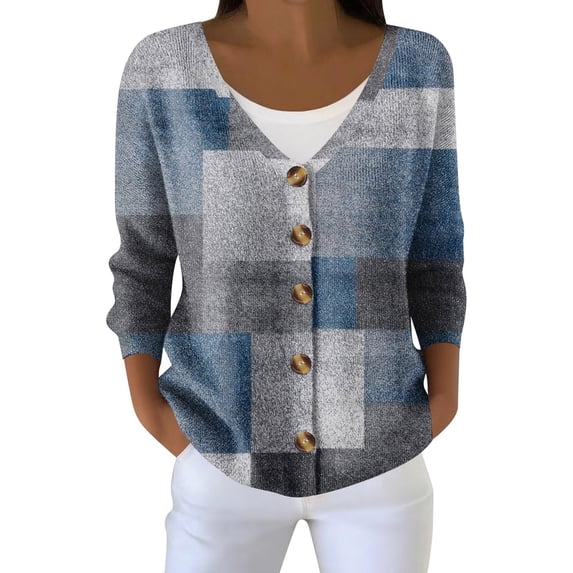 Kaondbfi Women's Cardigan, Cardigan Sweaters for Women Casual Button Down V Neck Knit Cardigans Sweater Fall Print Long Sleeve Clothe Winter Coat for Women