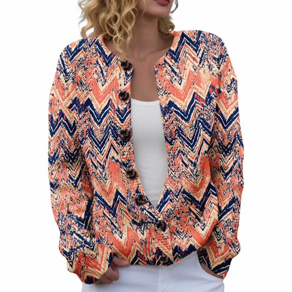 Kaondbfi Women's Cardigan, Open Front Cardigans Cute Flower Print Sweaters Crew Neck Button Down Trendy Fall Tops Coat Winter Coat for Women