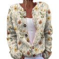thumbnail image 1 of Kaondbfi Women's Cardigan, Open Front Cardigans Cute Flower Print Sweaters Crew Neck Button Down Trendy Fall Tops Coat Winter Coat for Women, 1 of 4