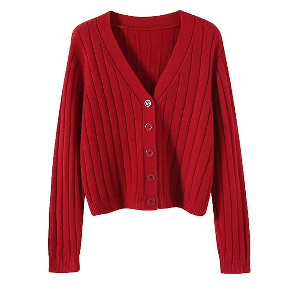 Kaondbfi Women's Cardigan, Short Outside with Loose Long Sleeved V Neck Sweater Knit Sweater Solid Color Cardigan Coat Blouse Woman Winter Coat for Women