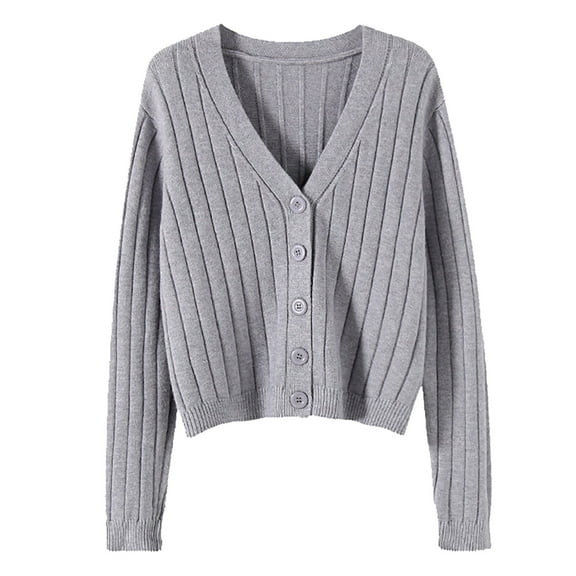 Kaondbfi Women's Cardigan, Short Outside with Loose Long Sleeved V Neck Sweater Knit Sweater Solid Color Cardigan Coat Blouse Woman Winter Coat for Women