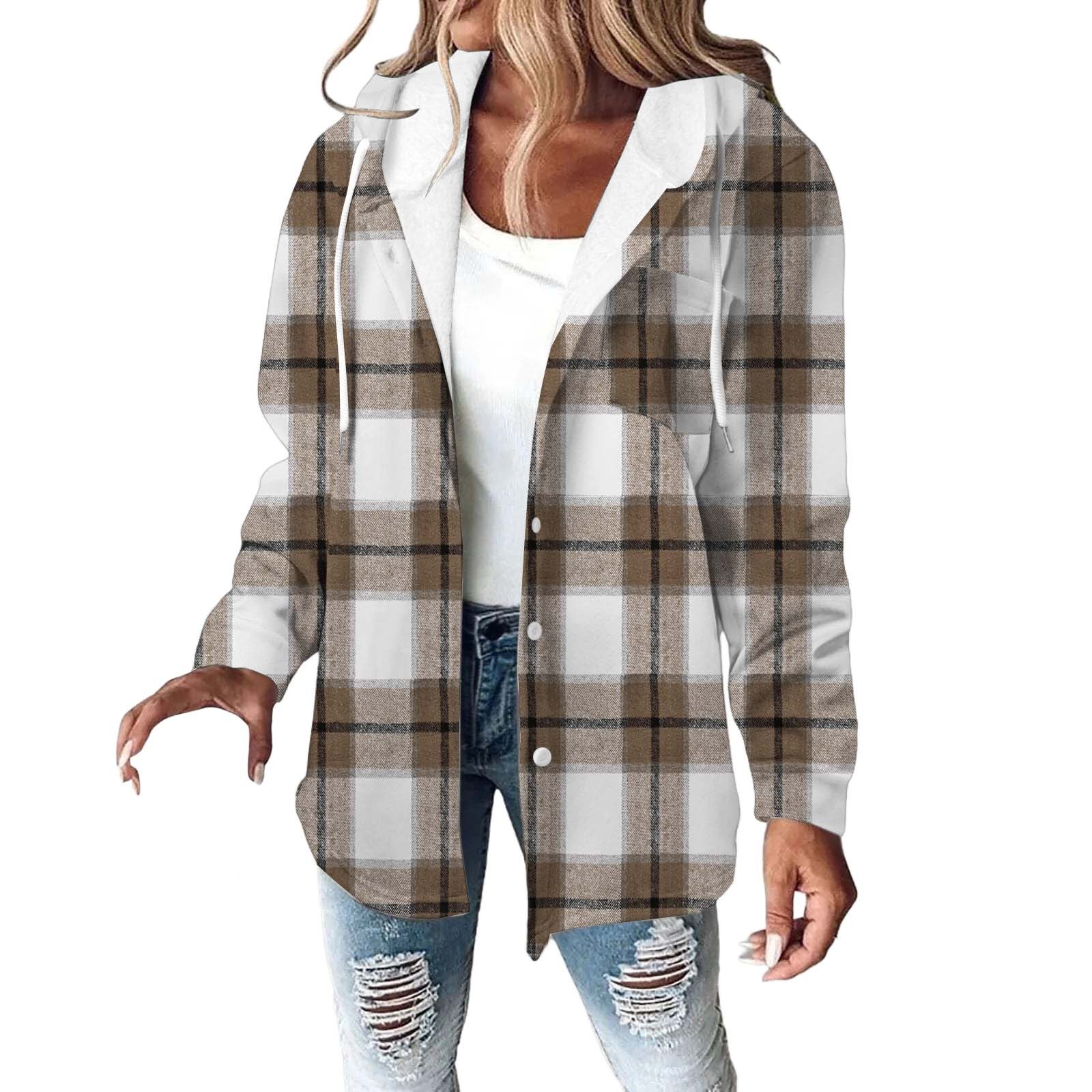 Kaondbfi Women's Casual Jackets, Fleece Lined Winter with Hood Baggy ...