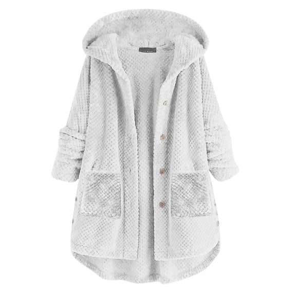 Kaondbfi Women's Sweater Coat, Button Up Hooded Autumn Winter Coat with Large Long Sleeved Pockets Winter Clothing for Women