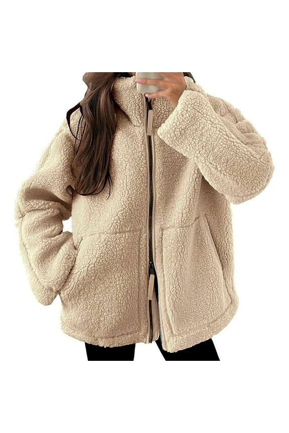 Women's Sweater Coat, Europe and The United States Wind Autumn and Winter New Women's Solid Color Lazy Wind Lamb Wool Turtleneck Coat Winter Coat for Women