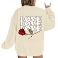 thumbnail image 1 of Kaondbfi Women's Valentine Rose Graphic Oversized Sweatshirt Plus Size Long Sleeve Crewneck Surprise Gifts for Your Dear, 1 of 4