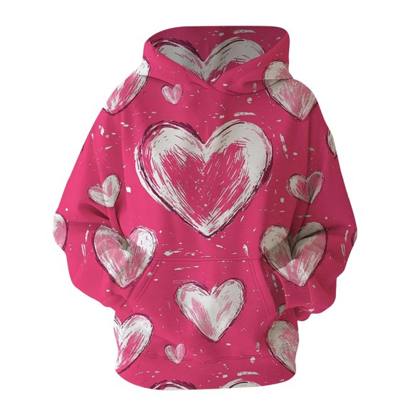 Kaondbfi Women's Valentine's Day Special Hooded 3D Casual Loose Comfortable Hooded Sweatshirt Surprise Gifts for Your Beloved