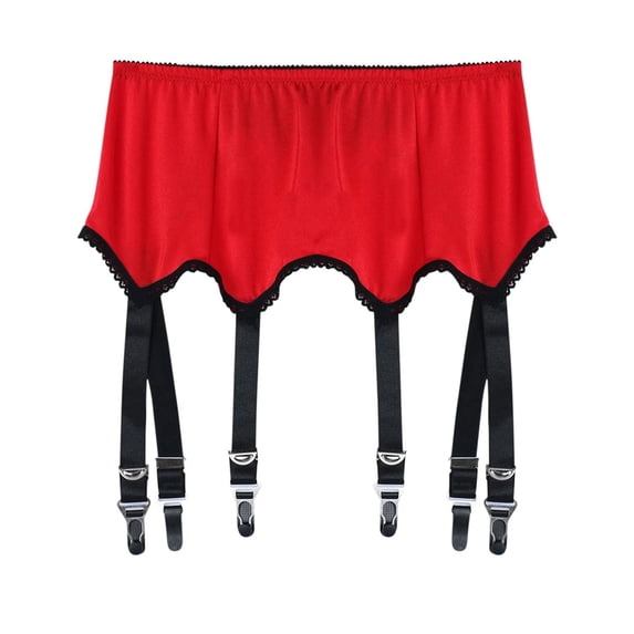 Kaondbfi Womens Summer Fashion Stockings Women's Lace Garter Belt With 6 Straps Metal Clip Suspender for Thigh High Stockings