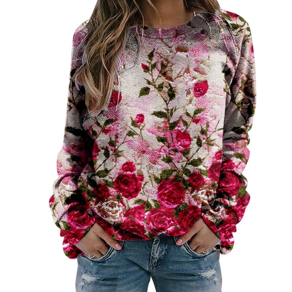 Kaondbfi Womens Valentines Day Sweatshirt Crewneck Long Sleeve Heart Love Shirt Pullover Fashion Tops Casual Clothes Surprise Gifts for Your Beloved