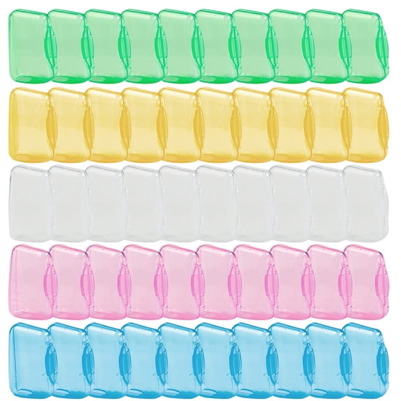 Kaonry 50pc Toothbrush Head Cover Toothbrush Protector, Brush Protective Plastic Clip Head Pod Stuff Protector Cover for Household Travel Toothbrush Toothbrush Bathroom Case