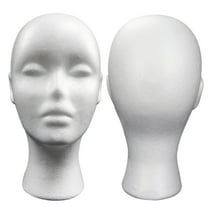 Kaonry Foam Head Mold Hat Mannequin Head Stand Diy Props, Model Wig Holder Glasses Wigs Female Drop Wig Display Holder Practical Cap Head Stand Mannequin with Stand Head