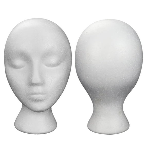 Kaonry Foam Head Mold Hat Mannequin Head Stand Diy Props， Wig Head Display Glasses Holder Wig with Stand Holder Drop Wigs Female Head Mannequin Stand Model Practical Cap