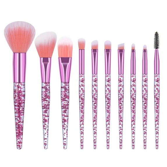 Kaonry Glittery Transparent Makeup Brush Set for Applying Pink, Dazzled Glitter Makeup Brush Set - Bling Cute Crystal Brushes Sets for Face Eye Eyeshadow Lip Blushs