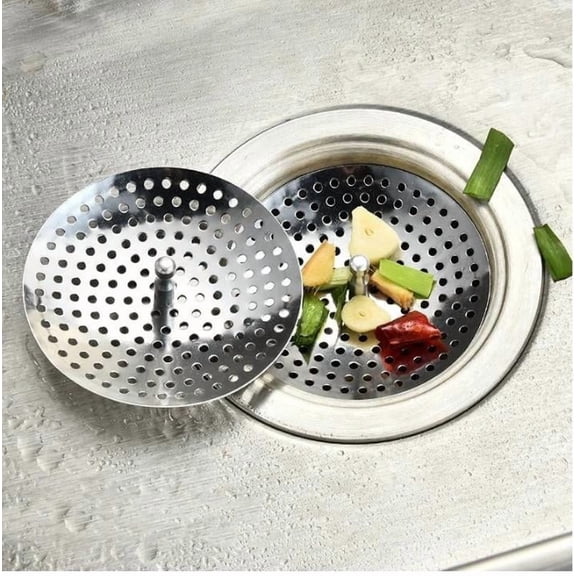 Kaonry Heavy Duty Stainless Steel Slop Basket Filter Trap,Kitchen Sink Strainer Stopper, Stainless Steel Replacement Drain Filter Bathtub Hair Catcher Waste Hole Trap Bathroom Accessories