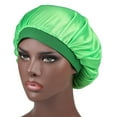 thumbnail image 1 of Kaonry Simulated Silk Dome Sleeping Cap with Wide Brim and High Elastic Headband, Solid Color, Grass Green.， Wide Elastic Band Satin Sleep Bonnet Soft Night Sleeping Cap for Women, 1 of 1
