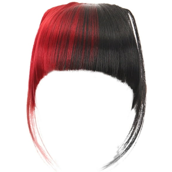 Kaonry Women'S Bangs Wig Sw65 - Black   Red， Ladies Bangs Wig Front Fringe Head Clipped in The Human Hair Extension Wig Female Bangs Sideburns Qi Bangs Hairpin