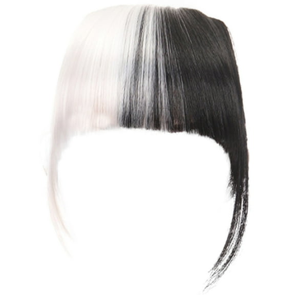 Kaonry Women'S Bangs Wig Sw65 - Black   White， Ladies Bangs Wig Front Fringe Head Clipped in The Human Hair Extension Wig Female Bangs Sideburns Qi Bangs Hairpin