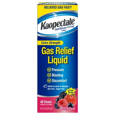 Kaopectate Extra Strength Gas and Indigestion Relief Liquid, Mixed Berry, Simethicone 125 mg, 8 oz