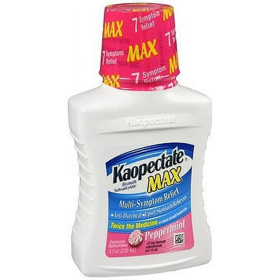 Kaopectate Max Liquid for Diarrhea and Upset Stomach Pain Relief, Peppermint Flavor, 8 Oz