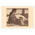 thumbnail image 1 of Kapa-Hana (Tapa Making) - Hawaiian Woman - Vintage Drypoint Etching by John Melville Kelly c.1934 - Master Art Print (Unframed) 13in x 19in, 1 of 4