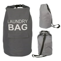 Kapengte Gray Laundry Backpack,70L Waterproof Laundry Bag with Strap for Laundryroom, Travel and Camping