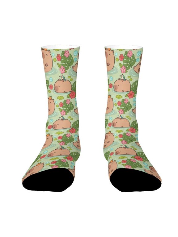 Kapibala Sleeping Bird Funny Novelty Crew Socks for Women Men Sports