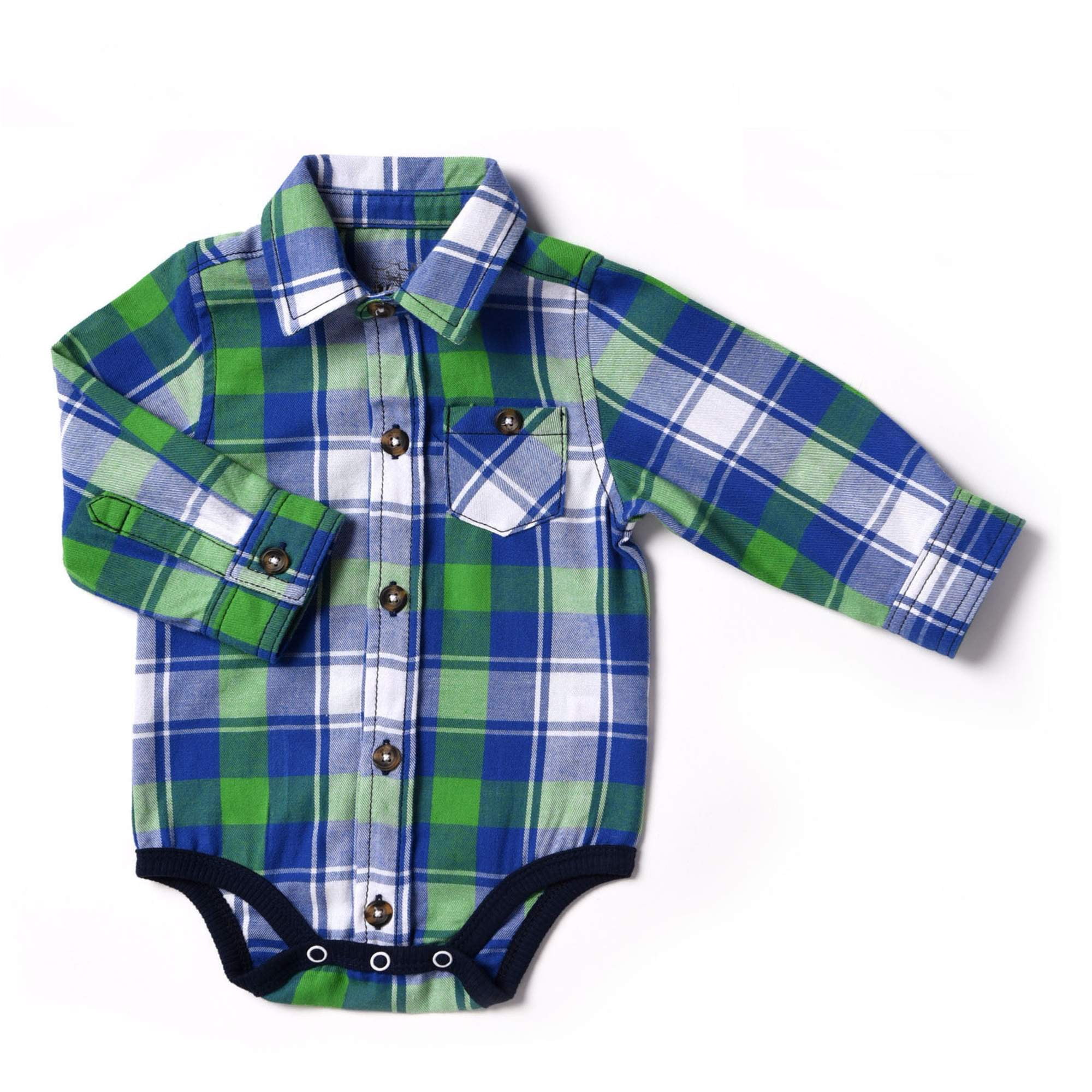 Kapital K Newborn Baby Boy Flannel Plaid Bodysuit