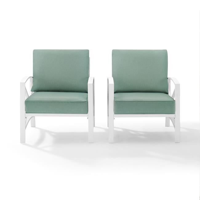 Kaplan 2-Piece Outdoor Seating Set in White with Mist Cushions ...