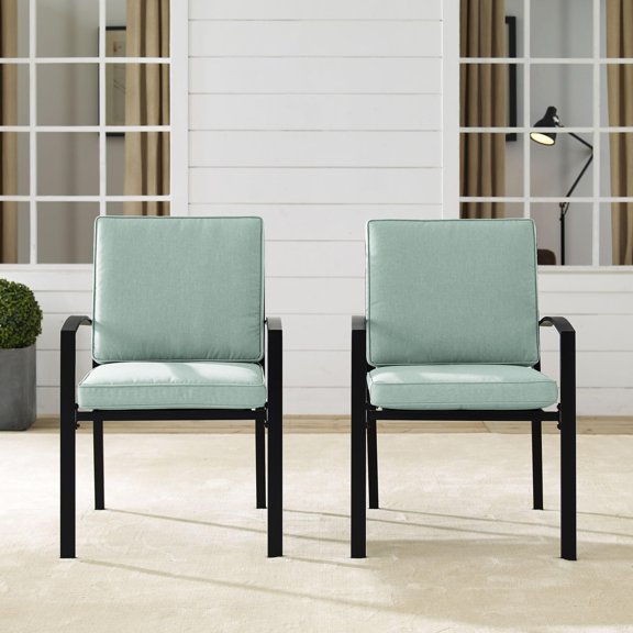 Kaplan 2pc Dining Chair Set - Weather-Resistant Steel Chairs with Plush Cushions for Outdoor Dining - Stylish & Comfortable Seating