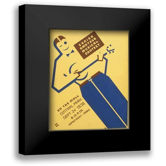Kaplan, Ben 12x14 Black Modern Framed Museum Art Print Titled - Senior amateur musical contest on the mall, Central Park