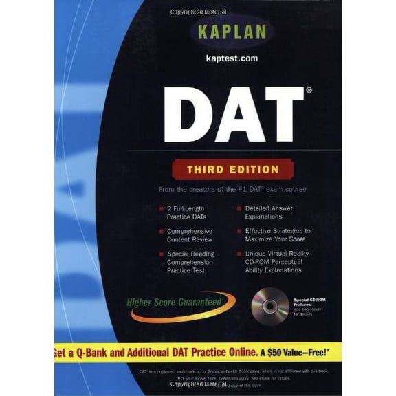 Pre-Owned Kaplan DAT with CD-ROM: Third Edition (Paperback) 0743241495 9780743241496