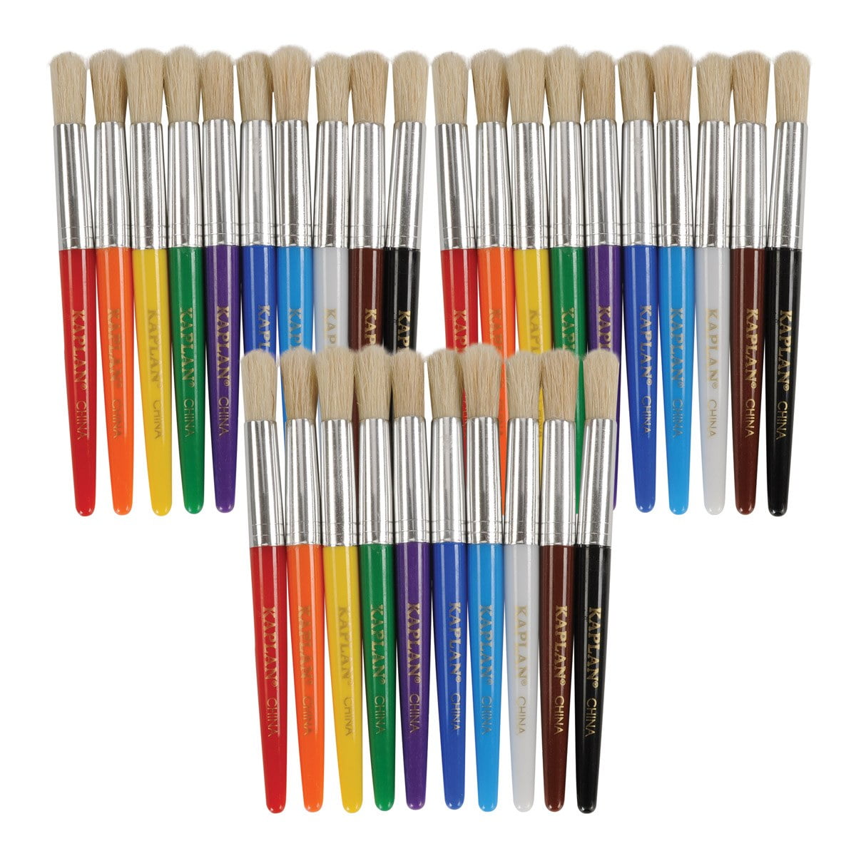 Kaplan Early Learning Company Easy to Grip Colored Chubby Brushes- Set of 30