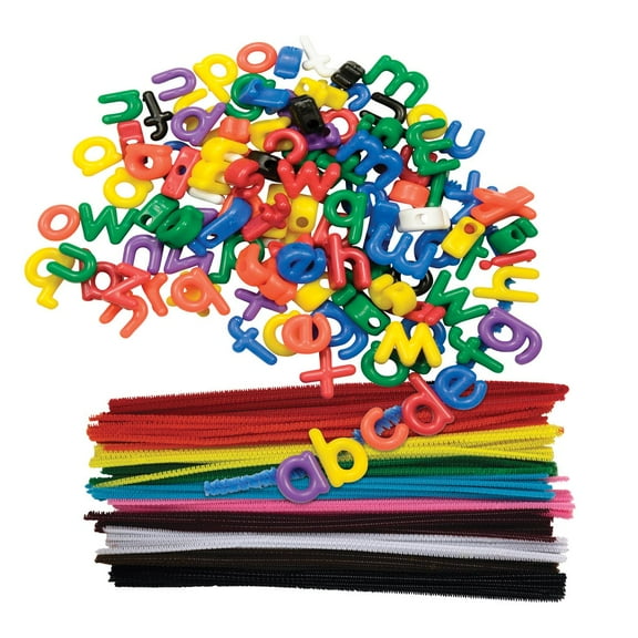 Kaplan Early Learning Company Lacing Lower Case Letter Beads & Chenille Stems
