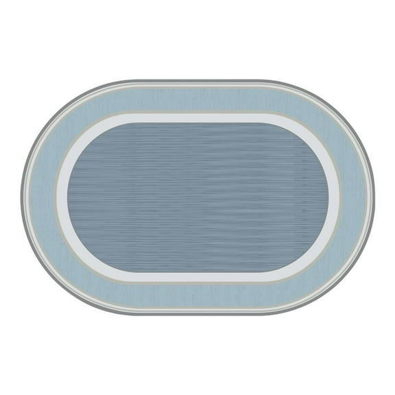 Kaplan Early Learning Company Sense of Place Highland Stripe Carpet - Blue - 4' x 6' Oval
