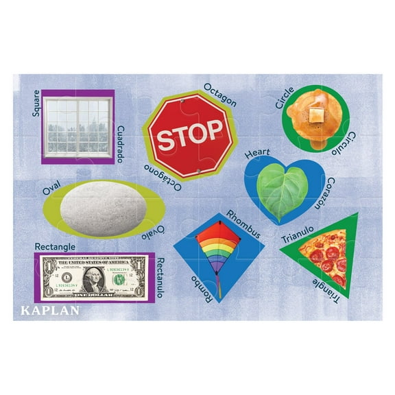Kaplan Early Learning Company Shapes - Las Formas - Bilingual Floor Puzzle - 24 Pieces