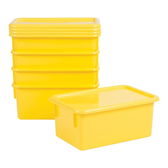 Kaplan Early Learning Company Storage Bins with Lids - Set of 5 - Yellow