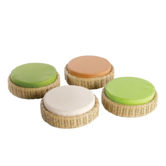 Kaplan Early Learning Company Washable Wicker Poufs - Set of 4