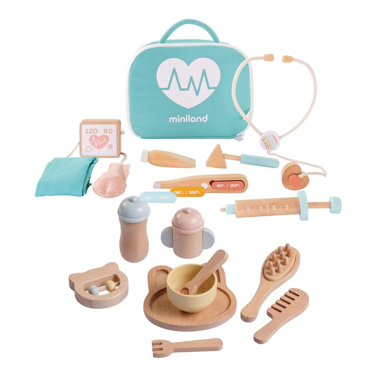 Kaplan Early Learning Wooden Doll Wellness Kit Feeding & First Aid
