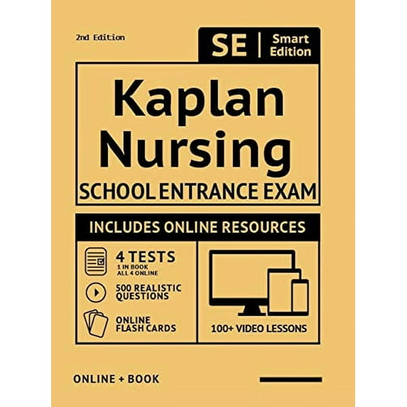 Pre-Owned Kaplan Nursing School Entrance Exam Full Study Guide 2nd Edition : Study Manual with 100 Video Lessons, 4 Full Length Practice Tests Book + Online, 500 Realistic Questio 9781949147674 Used