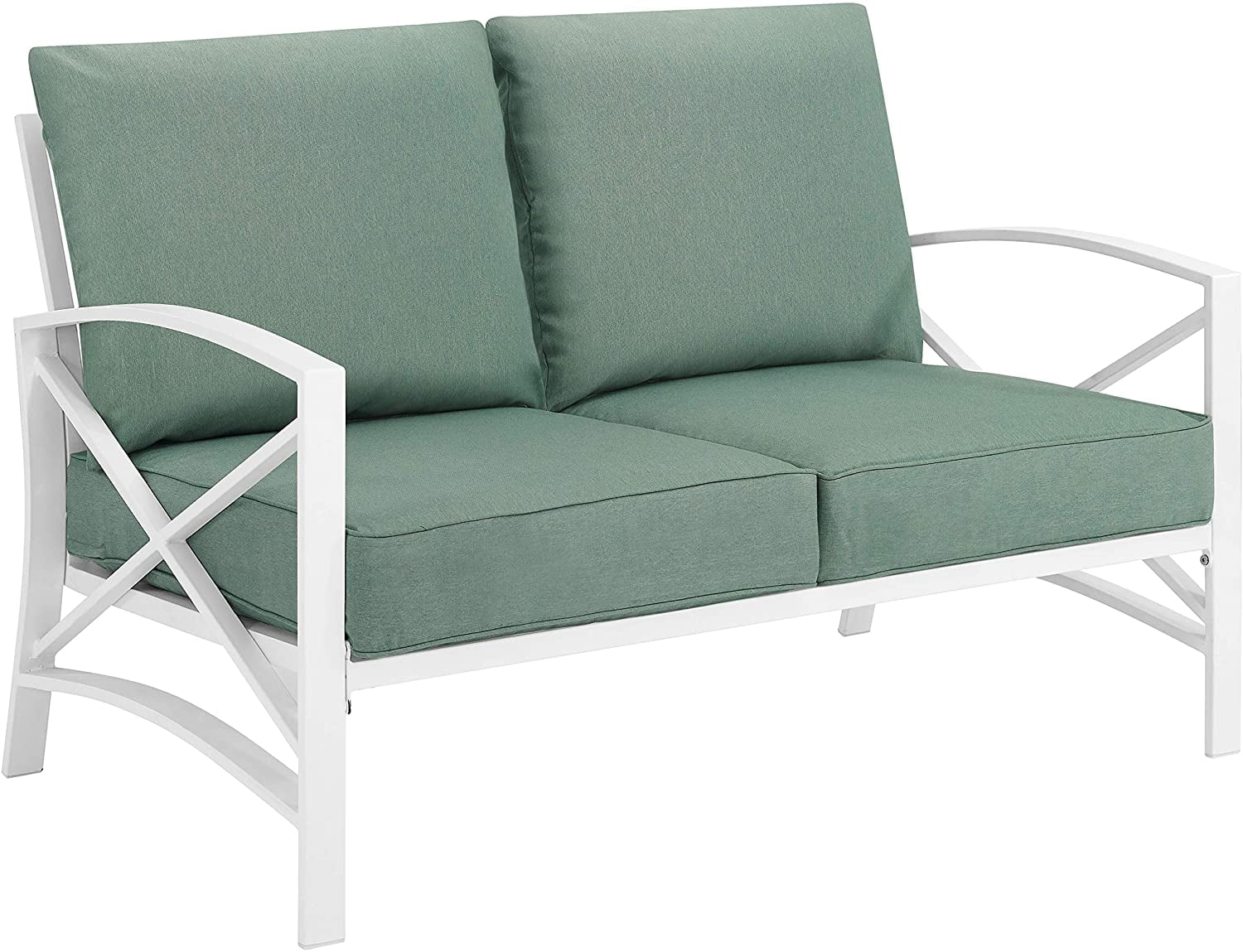 Pistachio Green and White Steel Outdoor Loveseat