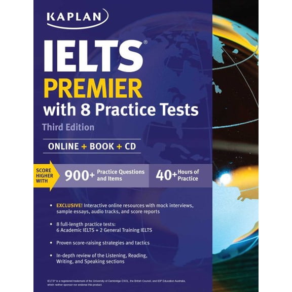 Pre-Owned Kaplan Test Prep: IELTS Premier with 8 Practice Tests : Online + Book + CD (Paperback)