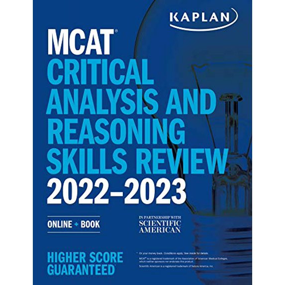 Pre-Owned Kaplan Test Prep: MCAT Critical Analysis and Reasoning Skills Review 2022-2023 : Online + Book (Paperback)