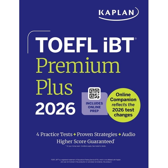 Kaplan Test Prep TOEFL IBT Premium Plus 2026, (Paperback)