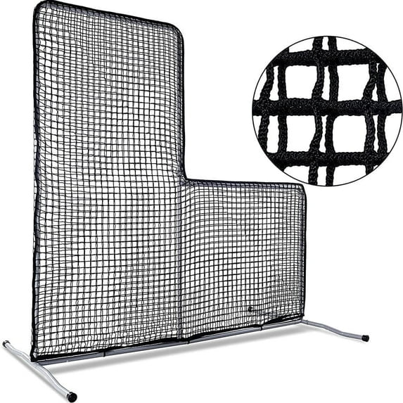 L Screen Baseball Softball Pitching Net, 7x7 FT Portable Protective Screen for Batting Cage and Field Practice