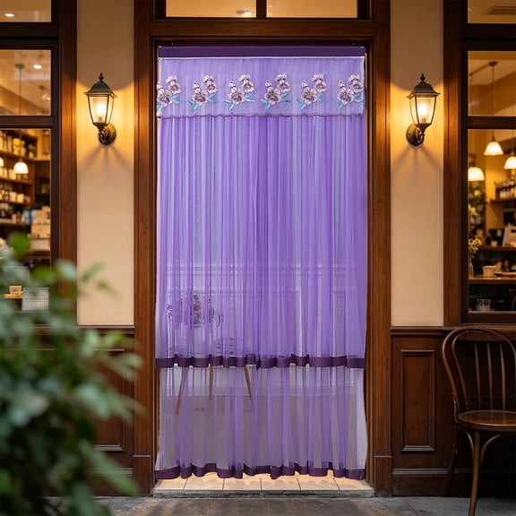Kapok Flower Double-Layer Mesh Door Curtain – 78.74x39.37 Inches, Insect-Proof Screen, Velcro Attachment, Summer Partition for Bedroom Living Room