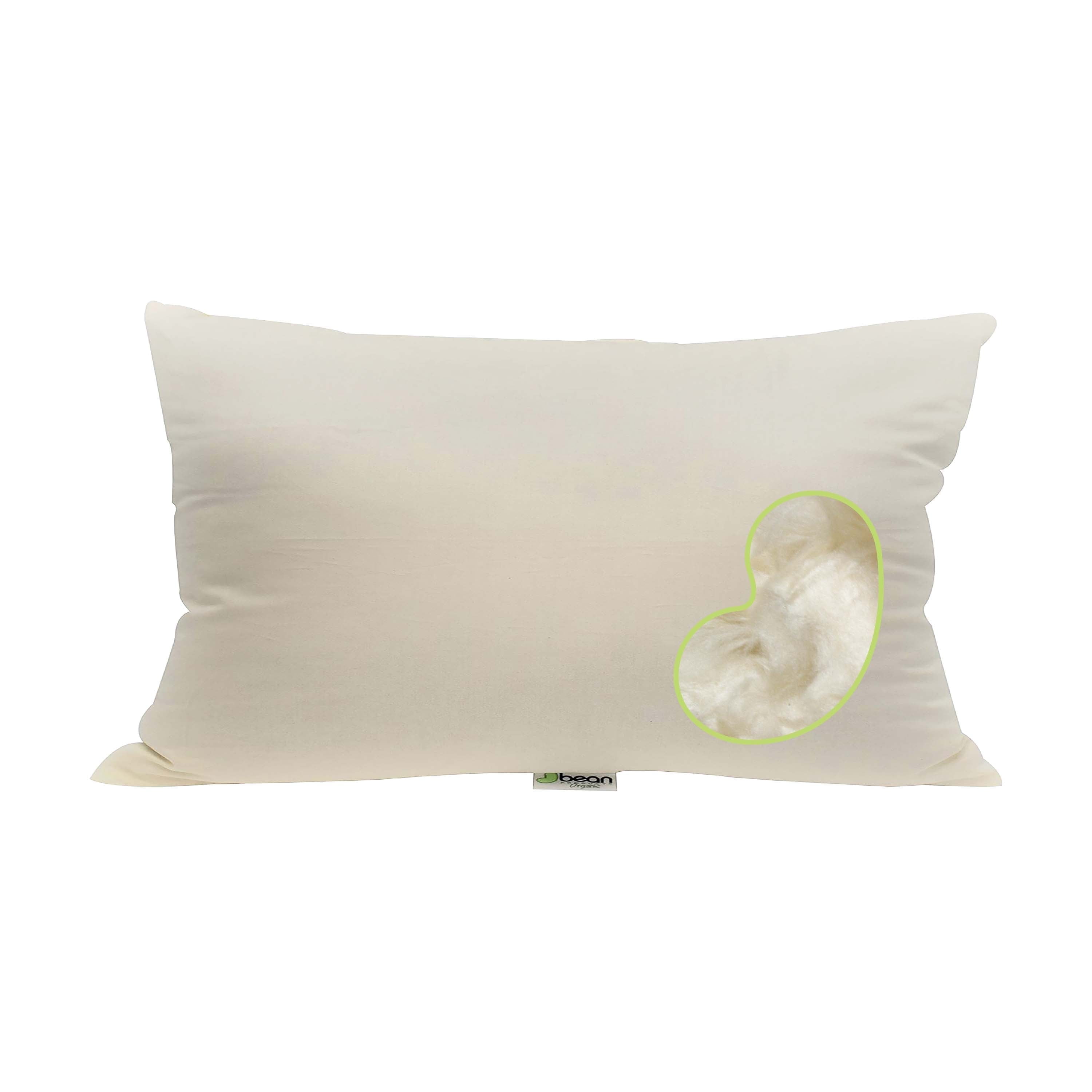 Kapok Pillow - Organic Cotton Fabric and Fill Soft Throw Pillow with Zipper, Made in USA - 12" X 16"