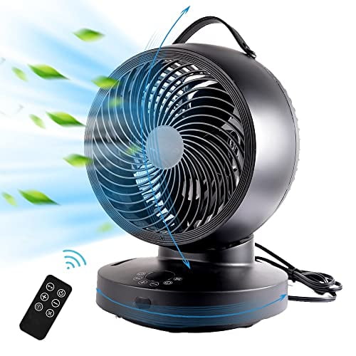 Kapoo Table Air Circulator Fan 8" 6-Speed 4 Wind Modes Remote Control Horizontal Vertical Oscillating Circulator Fan